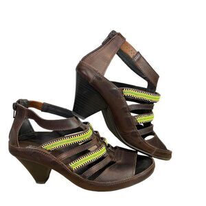 Pikolinos Brown Leather Beaded Maasai Hand Beaded Sandals Size EU 38, US 7M